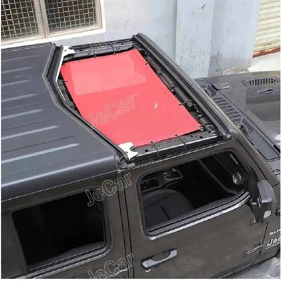 JeCar Car Sunshade Front Roof Top Mesh Insulation Net Protection For Jeep Wrangler JL Gladiator JT 2018 up Exterior Accessories