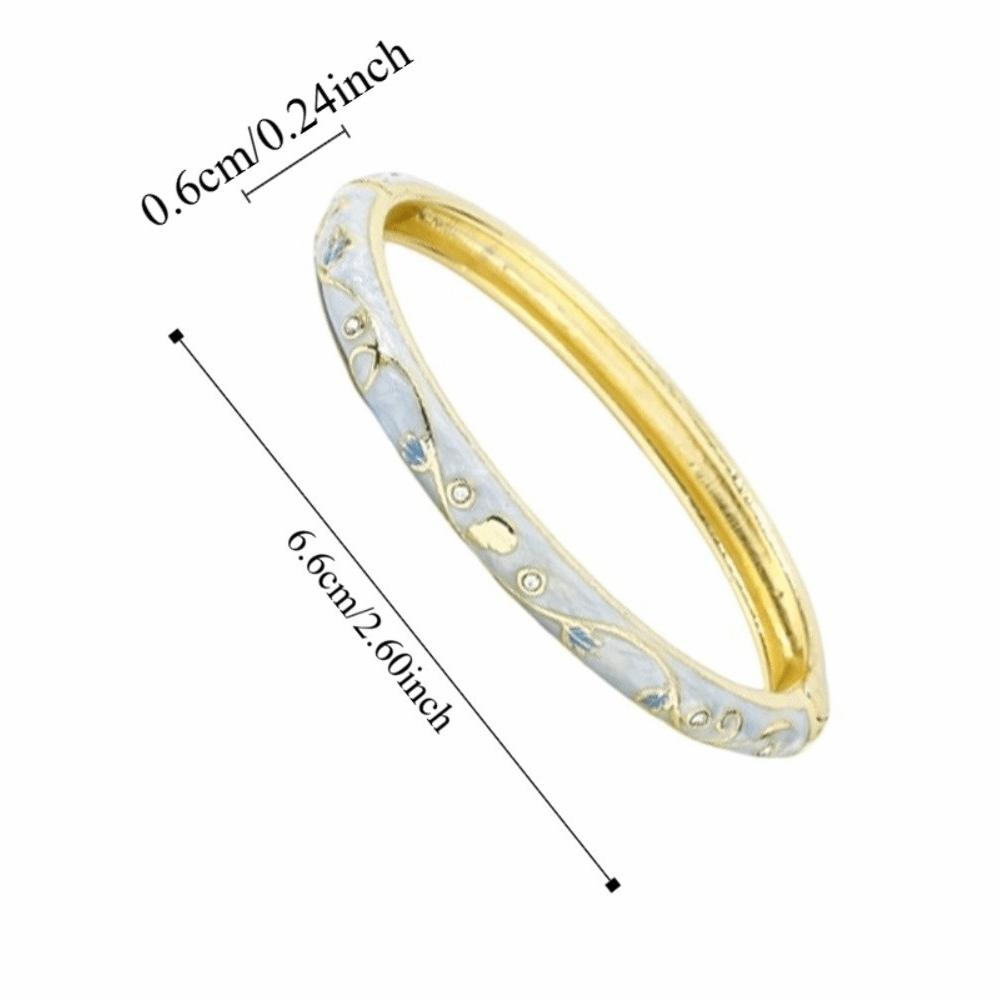Small Floral Chinese Flower Bangle Enamel Women's Hand Bracelet Vintage Cloisonne Bangle Ladies
