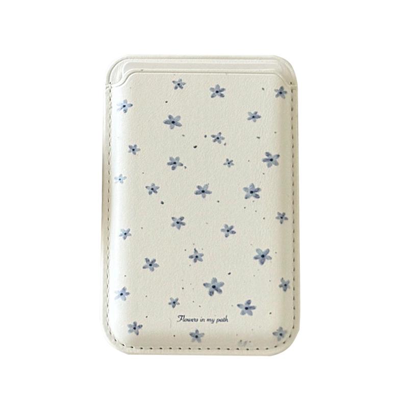Korean Ins Flower Magnetic Stand Phone Case For iPhone 16 Pro 15 14 13 Pro Max Cover with Magsafe Card Holder Cute Cases Funda