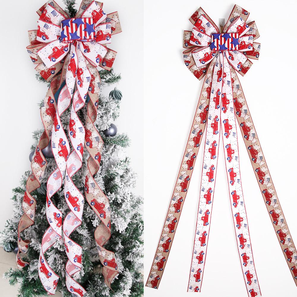 Colorful Cartoon Style American Independence Bow Indoor Decoration For Festive Christmas