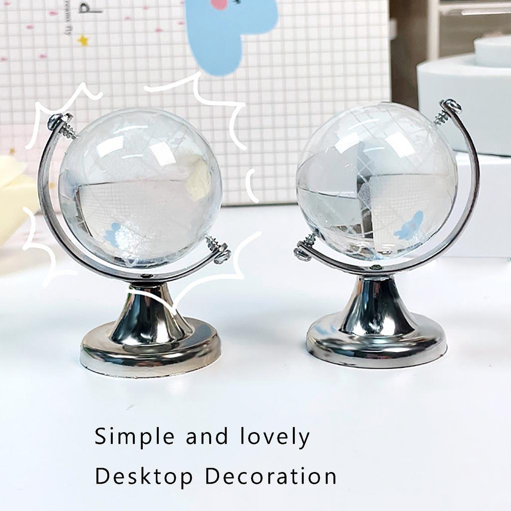 2 Pcs Mini World Globes Round Earth Globes Crystal Clear Desk Office