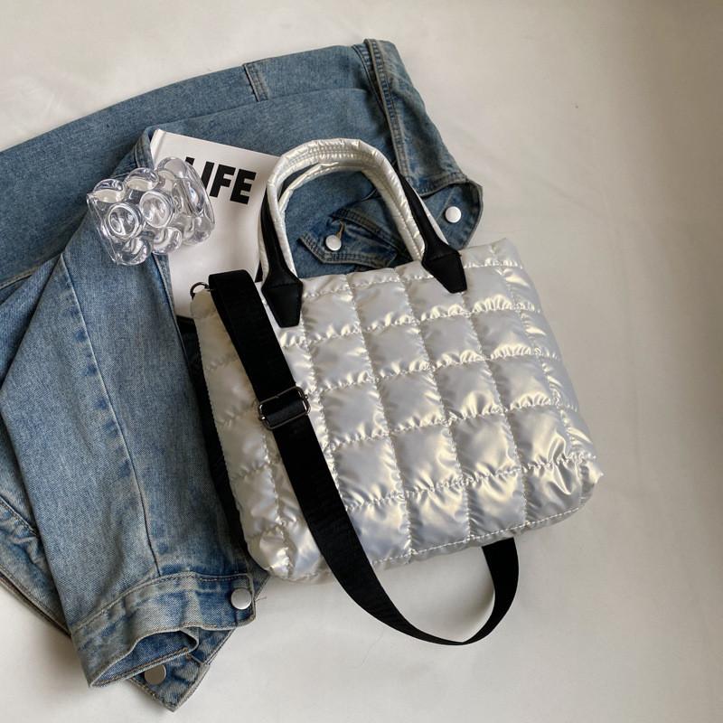 IELGY Large Capacity Handbag Fashion Solid Color Diamond Tote Bag