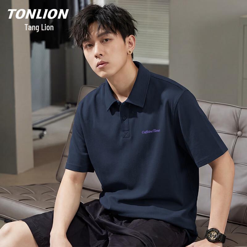 

TonLion Men s Waffle Knit Short Sleeve Polo Shirt M