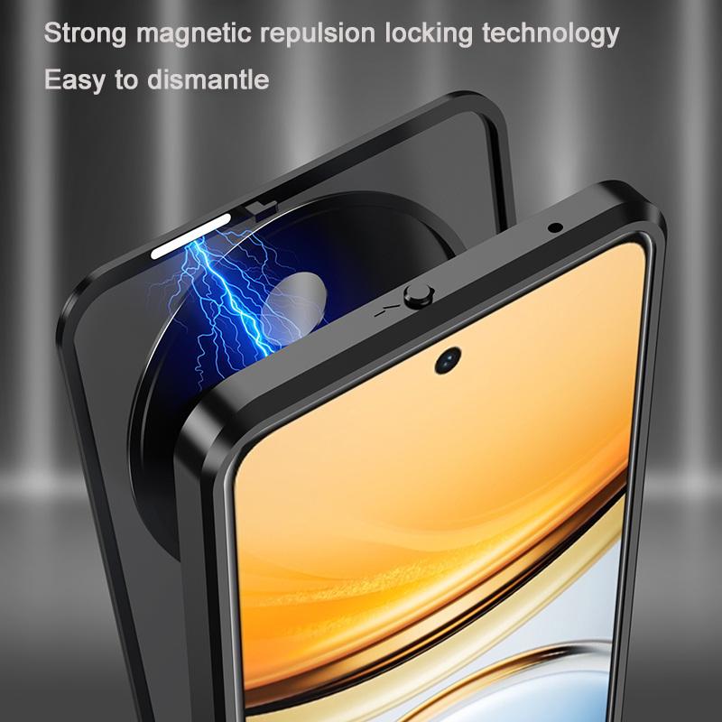 Elastic Snap Magnetic Metal Bumper Frame Case for Vivo Y300 Pro 5G 6.77" Clear Frosted PC Camera Lens Protector Back Cover