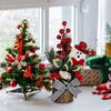 ZK20 Mini Xmas Tree PE Small Desktop Portable Xmas Tree Ornament with Red Berries for Interior Window Countertop Decor