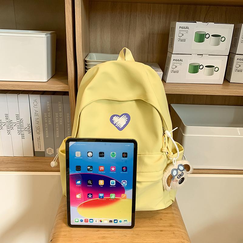 Women Solid Color Backpack Junior High School Student Schoolbag