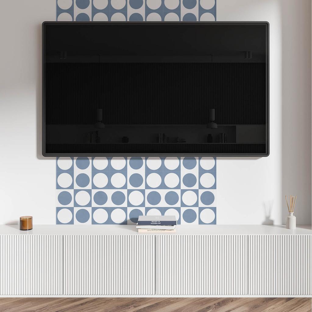 Kafelki Samoprzylepne Z Nadrukiem - Idealne Do Kuchni Geometryczne Okręgi W Siatce 9X30X30 Cm