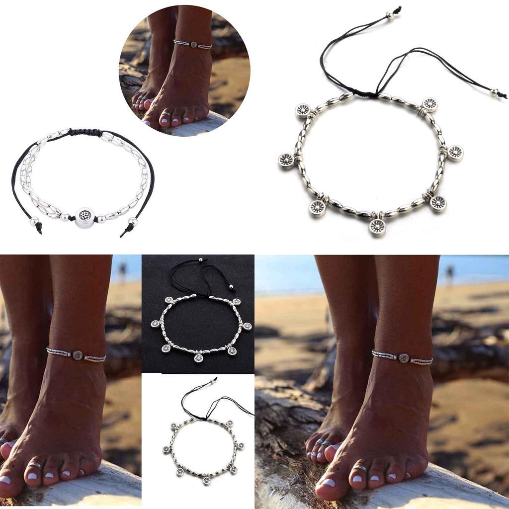Classic Retro Barefoot Ankle Bracelet With Timeless Flower Design For Yoga