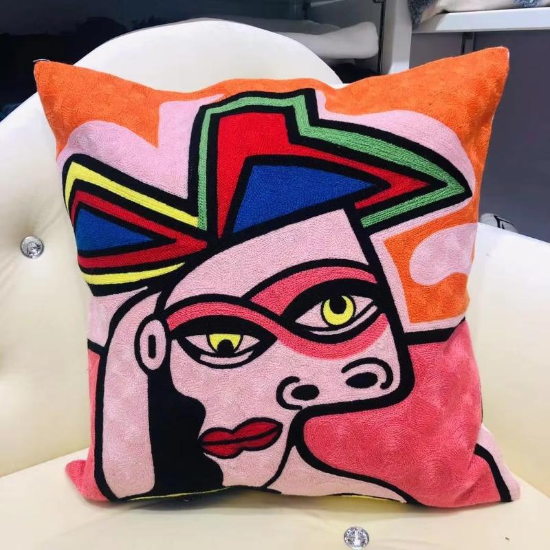 High Quality Picasso Abstract Cotton Pillow Cover Canvas Single-Sided Sofa Embroidery Cushion Cover For Living Room Home Decor