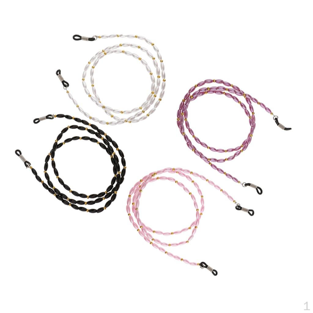 

4 штуки ожерелье-держатель для очков с бусинами, шнурок-цепочка для очков от солнца на шею, 60 см длиной