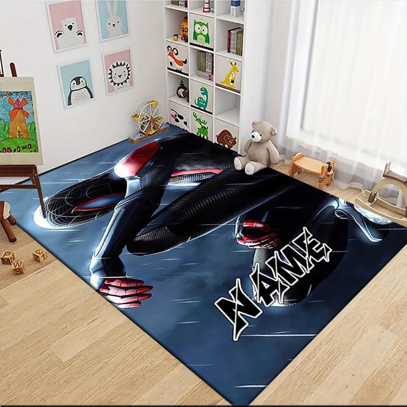 Custom Name Spider-Man Comic Artwork Carpet Rug Customizable Soft Washable Anti-Slip Home Living Room Sofa Mats Personalized Rug. 09097