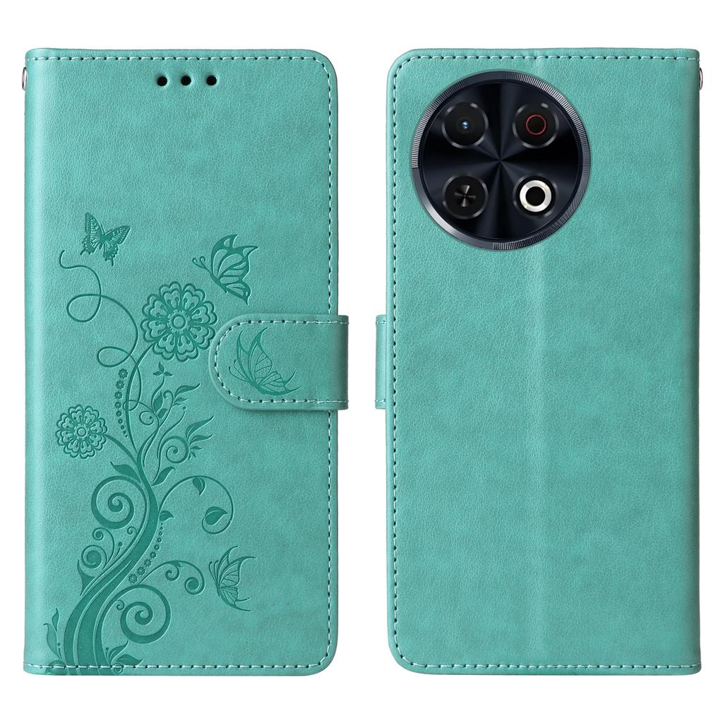 For TECNO Spark 30 Pro 4G Leather Case Butterfly Floral Imprint Wallet Stand Cover