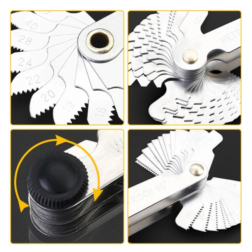 Screw Gauge set Thread Pitch Gage set 52 blades 60 degree metric 55 degree Whit Worth Lock device center gauge