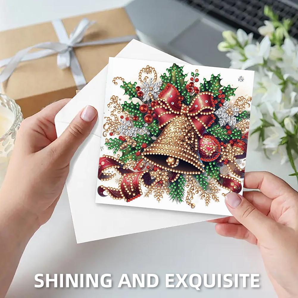 6PCS Xmas Atmosphere DIY Diamond Art Greeting Cards Congratulations Cards