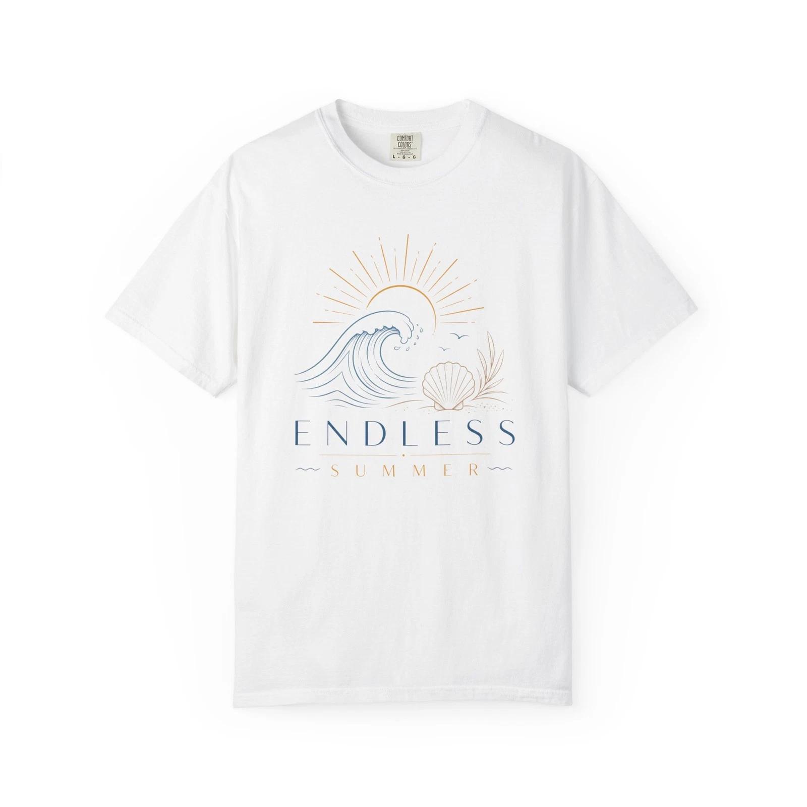 Endless Summer Beach T-T-Shirt Minimal Ocean Wave Coastal Tee XL