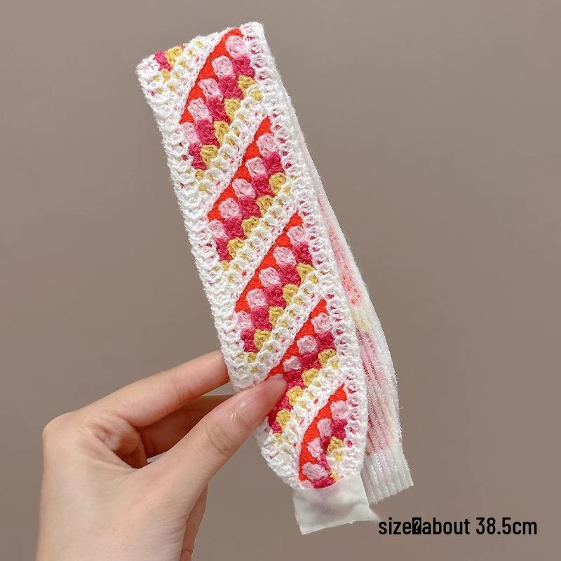 Francouzská květinová nemačkavá pletená čelenka pro ženy, kouzelná samolepka vlasový doplněk pro miminka a dospělé