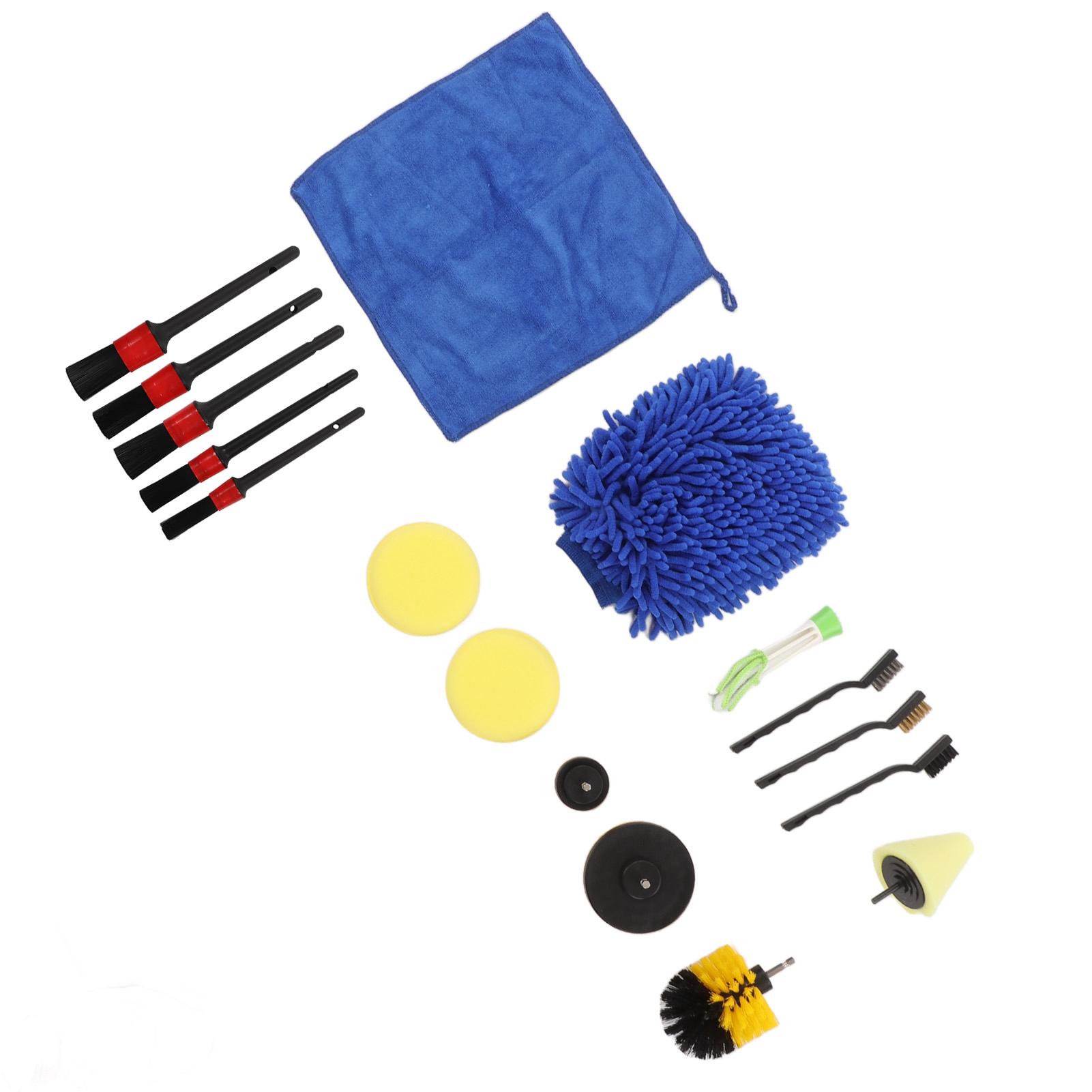 

Набор из 17 щеток для детейлинга автомобиля Профессиональная щетка для чистки деталей автомобиля для колес, экстерьера, интерьера