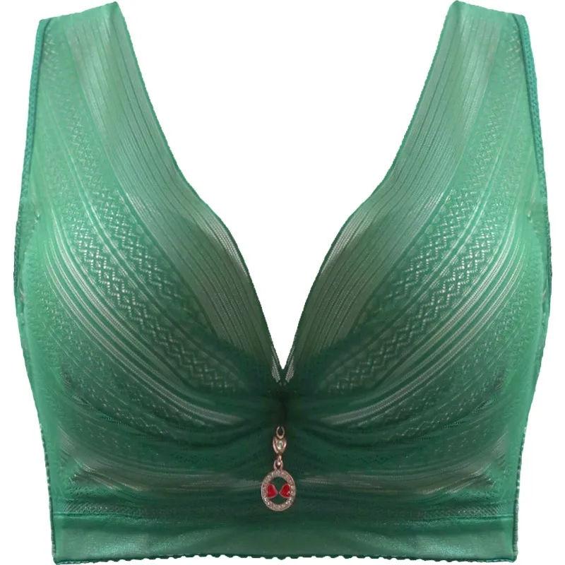 Sexy Deep V Bra Big Size Full Coverage Bras Push Up Brassiere Floral Lace Non Padded Lingerie46 48 50DE Cup Underwear for Women