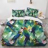 Tropical Parrot Duvet Cover Watercolor Parrot Comforter Set Tropical Jungle Plant Bedding Set With Zipper Ties For Bedroom Decor