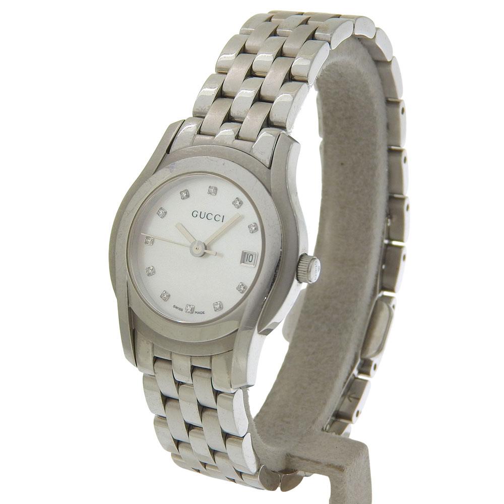 GUCCI Watches 5500L White shellDial Stainless Steel Quartz Analog display Women Used