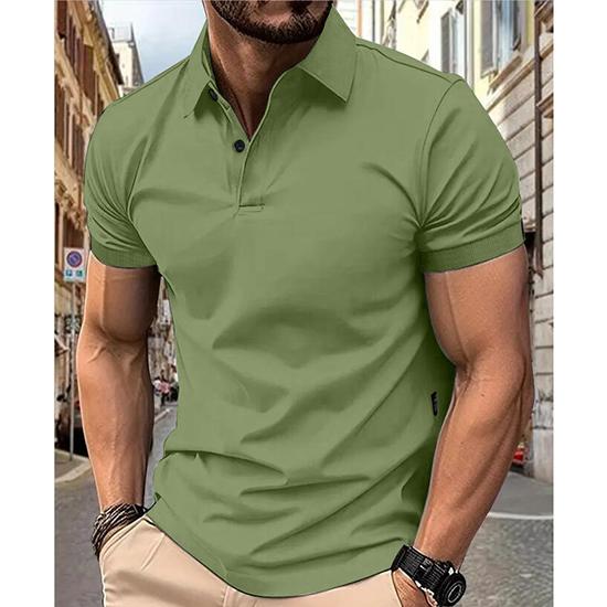 Men's Summer Solid Color Top Popular Fashion Short Sleeves Slim Fit European and American Short Sleeves