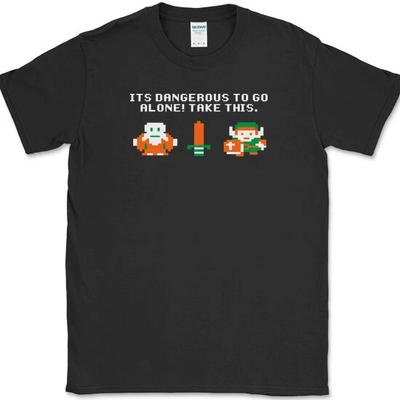 Ta detta det är farligt att gå ensam T-shirt Rolig Gamer Spel T-shirt