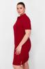 Women's Style Plus Size Claret Red Polo Neck Mini Knitted Dress
