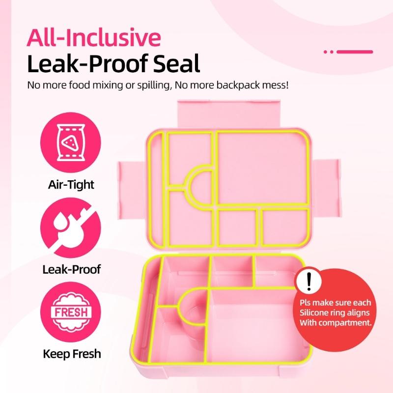 Stackable Plastic Lunch Box with Multiple Compartments Microwave Safe Bentos Container for Students Children School Meal Preparation