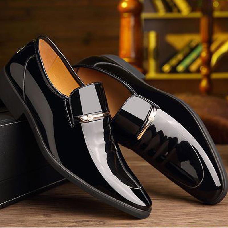 

Мужская обувь Деловая Лакированная Лоферы Слипоны Удобная Повседневная Обувь для Вождения Лодочная Обувь Мужская 37 чёрный