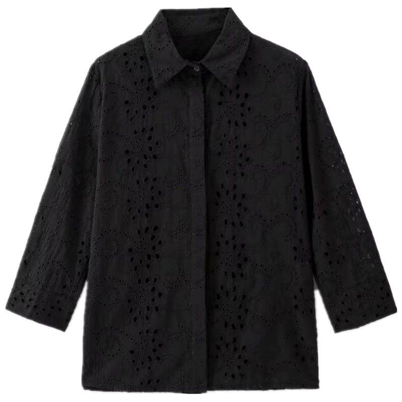 Fashion Style 2024 Summer New Arrival Women's Clothing Stylish Silm All-Match Commute Embroidered Poplin Shirt 4877071