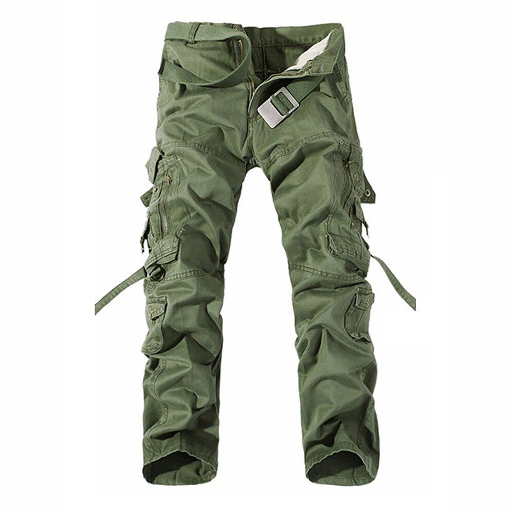 

Cargo Pants Men Casual Work Daily Men Loose Pants Multi Pockets Solid Mens Pants 31 зелений