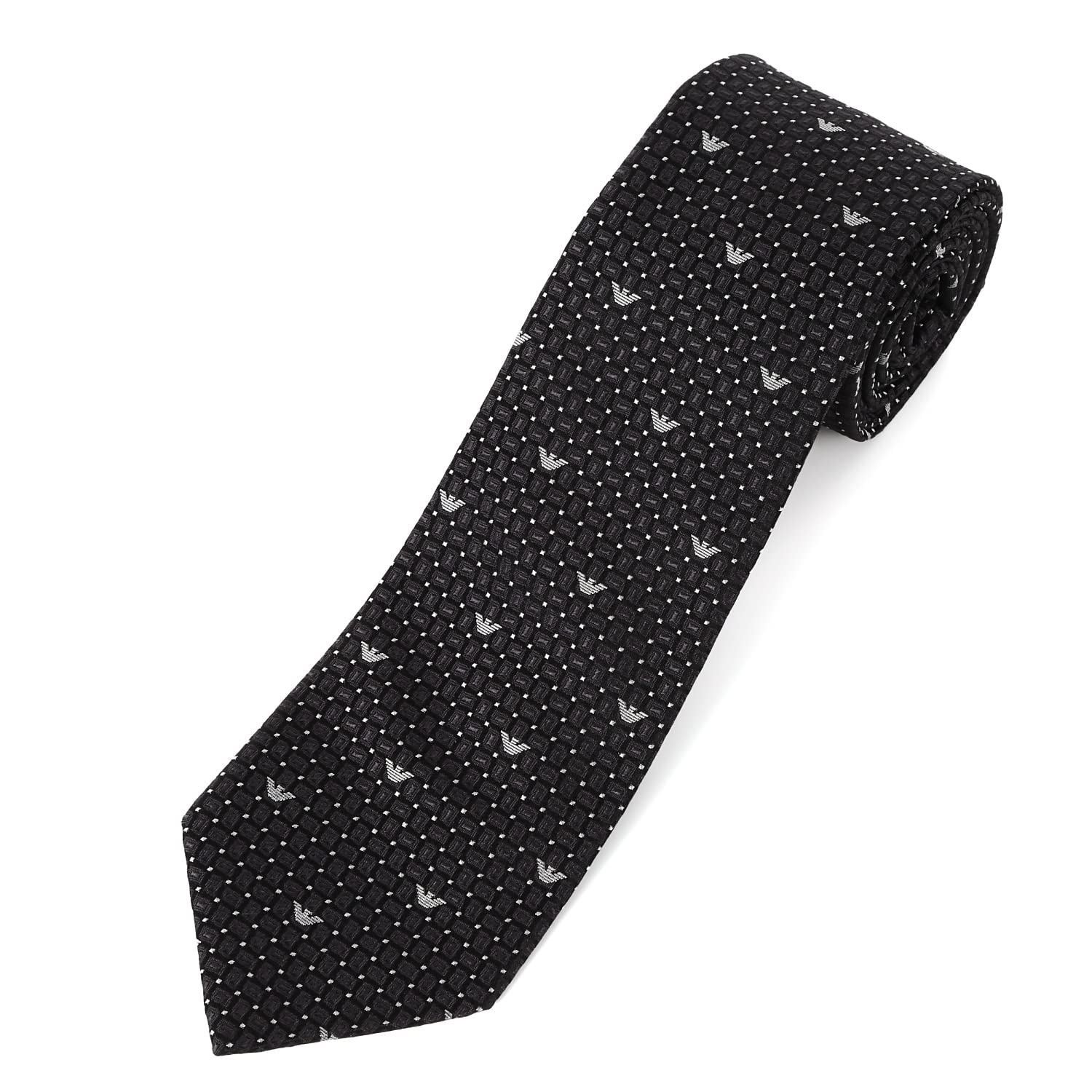EMPORIO ARMANI tie AR001 WhiteSilverGrey (AR001-22 Iron Grey: All-over micro eagle micro dot pattern PH00901741) [Used]