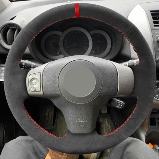 Red-strip Steering Wheel Suede Leather Cover For Toyota RAV4 Yaris Scion xB 2008