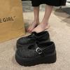 Hollow Woven Through Net Loafers Women's 2025 Spring and Summer New Mary Jane One-word Buckle with Shallow Mouth Thick Sole Women's Single