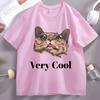 Gumbus Very Cool TShirt for Unisex Women Elastic Casual Short Sleeve Tshirt Cotton Printed Cute Cat T Shirt Oversized Streetwear