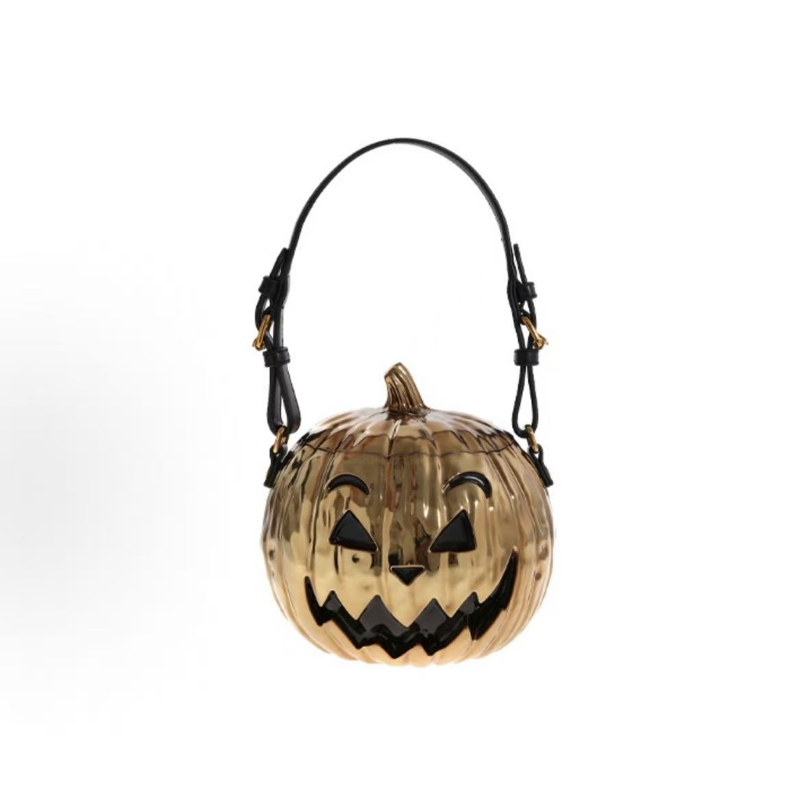 

Moschino Shiny Pumpkin Metal Handbag Women Handbags Gold 7A749683030614 Basic Set (Bag+Dust Bag)