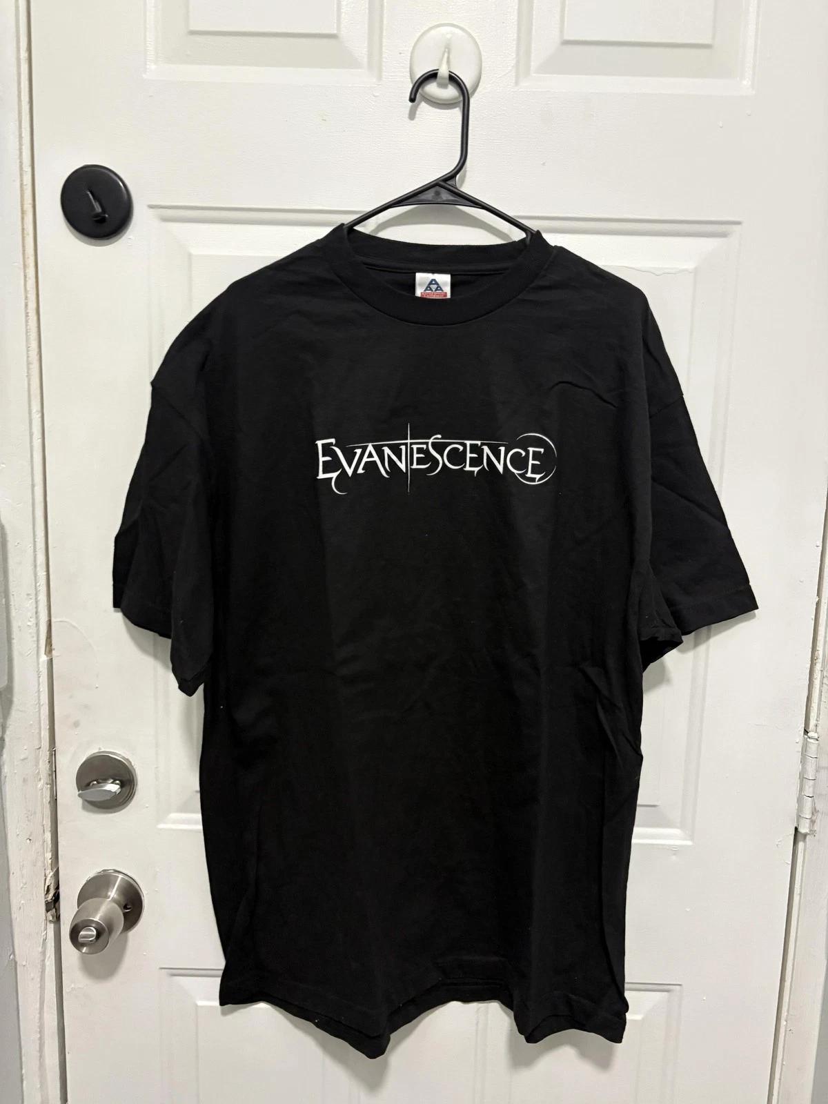 Vintage Evanescence Shirt Mens XL Black Graphic Tee Band Rock Music Y2K L