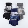 New Winter Men's Cold-proof and Warm Gloves for Riding with Fuzzy Knitted Full Finger Jacquard