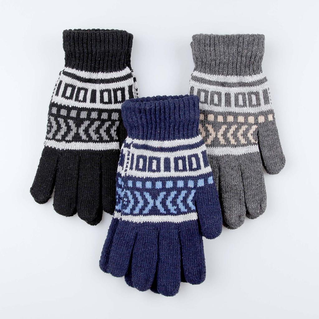 New Winter Men's Cold-proof and Warm Gloves for Riding with Fuzzy Knitted Full Finger Jacquard