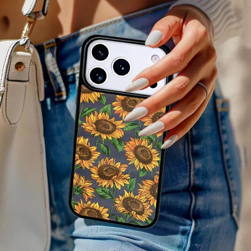 Coque de téléphone florale tournesol pour iPhone 17 Air 14 15 13 12 Max Housse pour Apple 16e 11 Pro Max Plus Coque