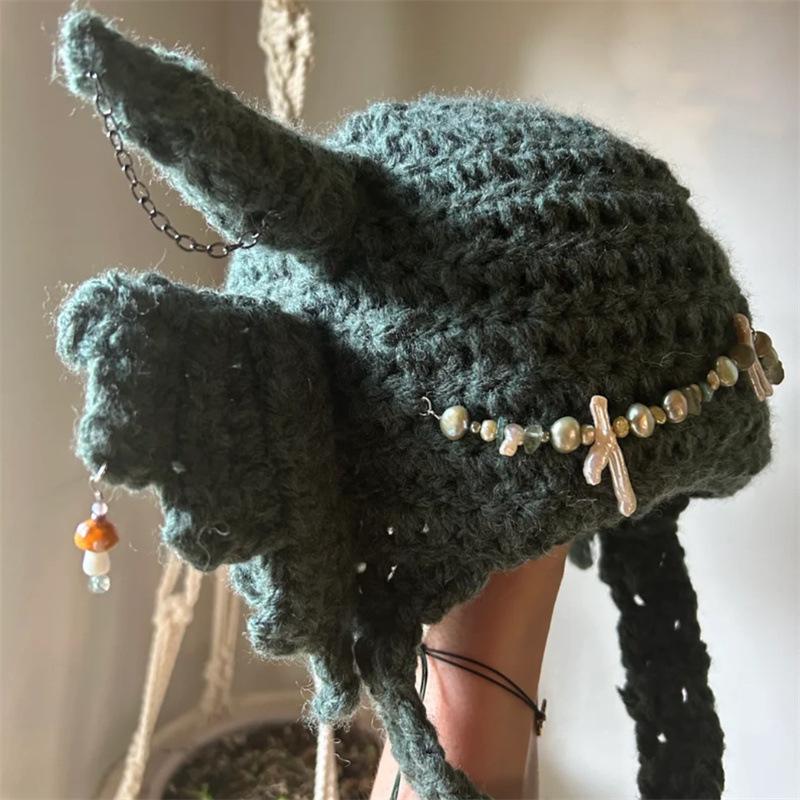 Knitted Ruffle Bucket Hat Flower Short Brim Bucket Hat Pleated Edge Adult Hat