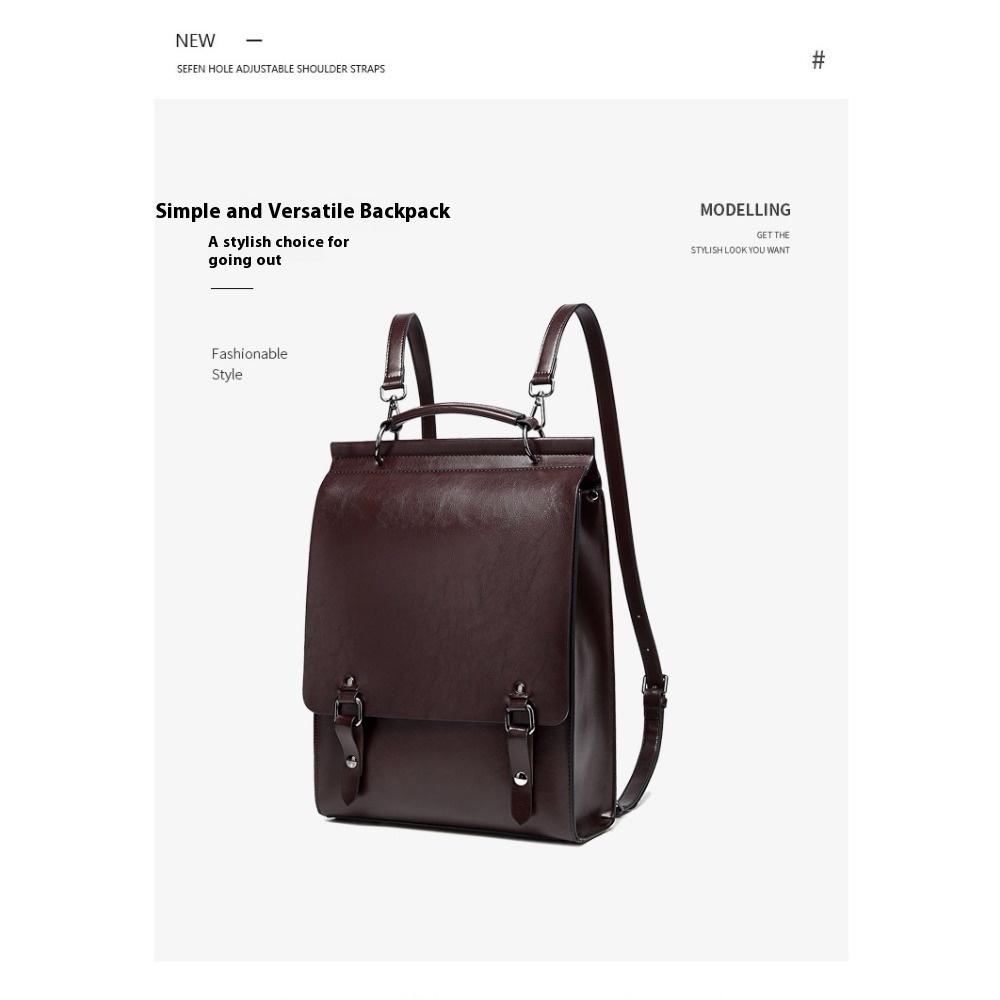 Leather Backpack Female British College Style School Bag College Student Vintage Cambridge Commuter Cowhide Backpack