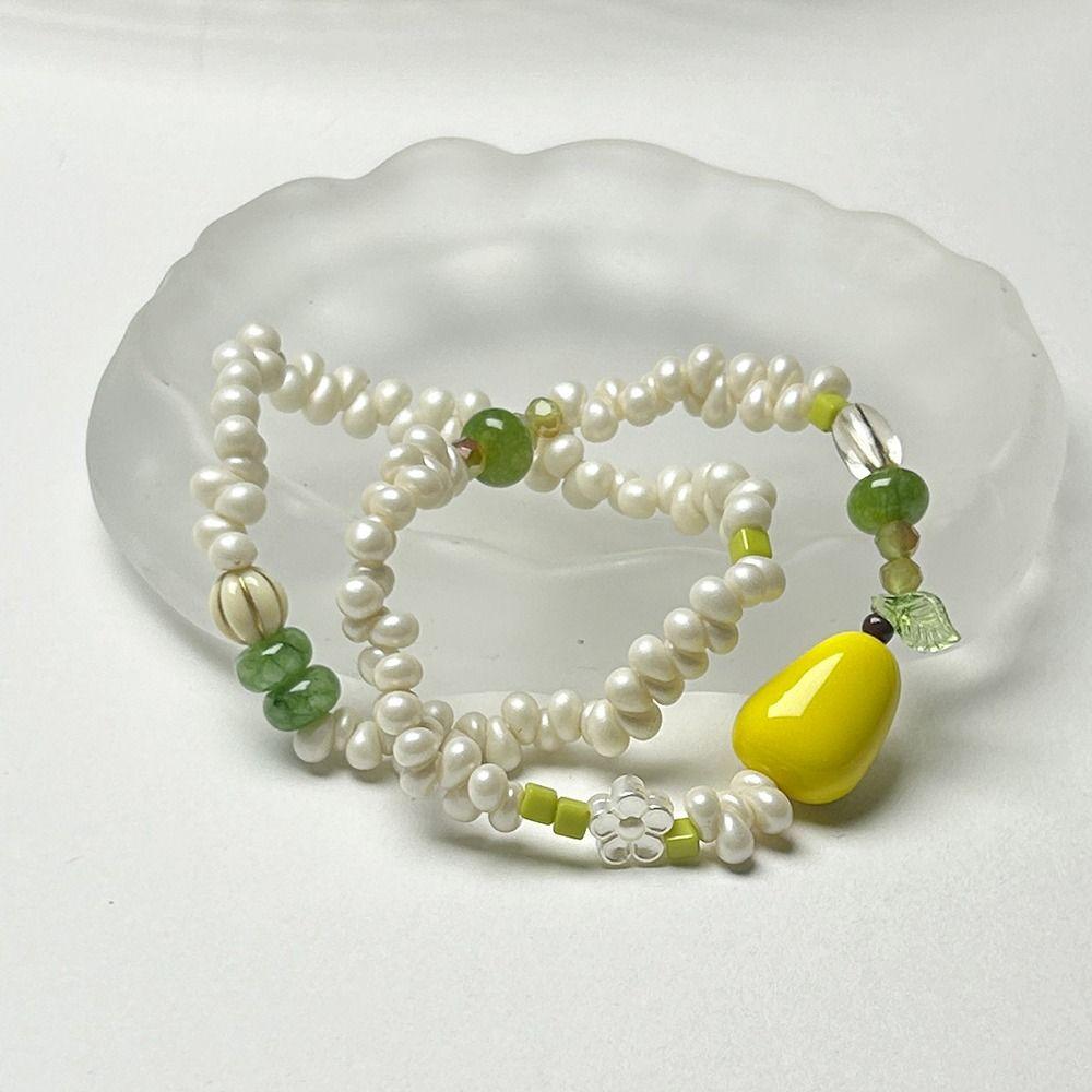 2pcs/set Sweet Pear Bead Bracelet Exquisite Bohemia Hand Chain Creative Fruit Stacked Bracelet Gift