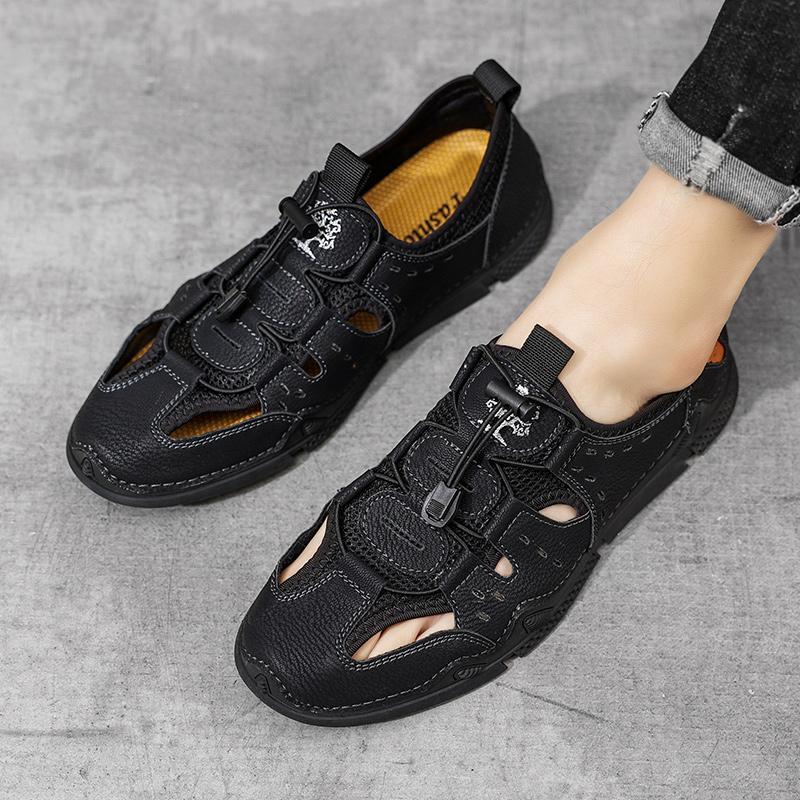 2024 New Summer Sandals Men Soft Leather Shoes Men's Hollow Octopus Sneakers Outdoor Antiskid Elasticity Beach Handmade Shoes