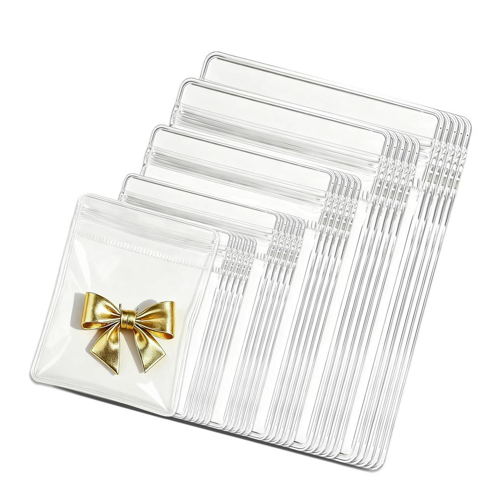50pcs Clear Resealable Jewelry Bags Multipurpose Zippers Bags for Jewelry Protective Moisture Proof Travel Accessories