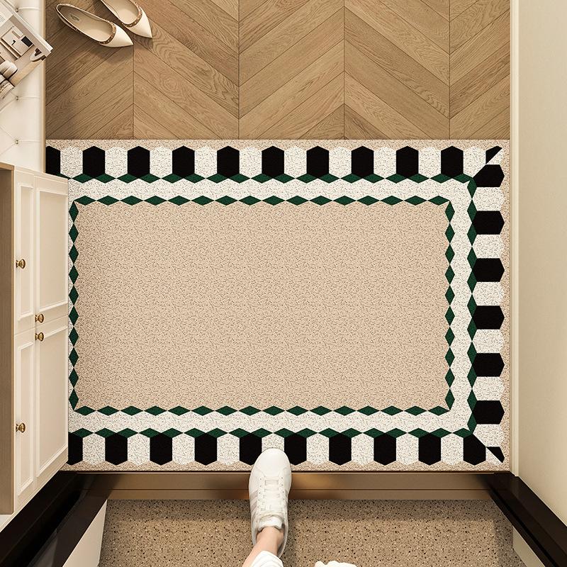 Door Floor Mat American Retro Door Foot Mat, Door Outer Silk Ring Non-Slip Carpet, Scraping Mud And Rubbing Soil Can Be Cut