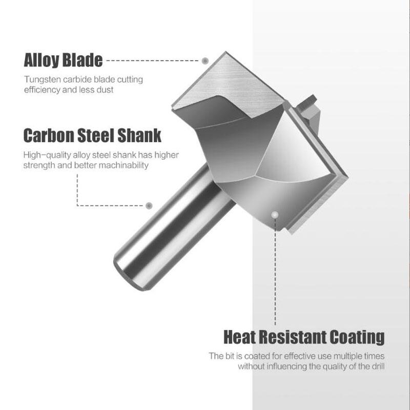 Three-Blade Cleaning bottom Engraving Bit solid carbide router bit Woodworking Tools CNC milling cutter 1/2inch 12mm Shank