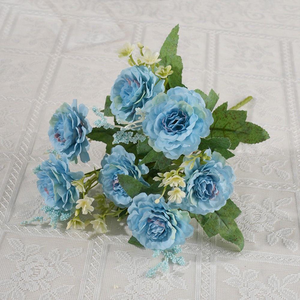 DIY Decoration Artificial Peony Bouquet 7 Heads Simulated Flower Fake Flowers  Photography Props