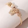 Adjustable Beaded Alloy Heart Butterfly Charm Copper Bracelet with Sticky Diamonds
