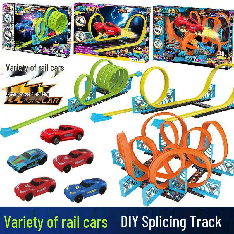 Sicheng Track Car Lightning Shuttle Pull-Back Gliding Toy Set for Kids